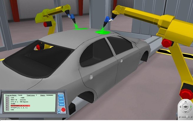 ​  Working simulation of spray paint robots in RoboLogix Simulation Software   ​