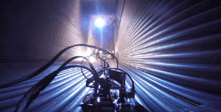 animated gif of robot moving through a tunnel