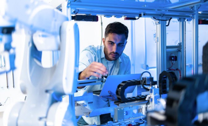 Close Up of a Futuristic Prosthetic Robot Arm Being Tested by a Professional 