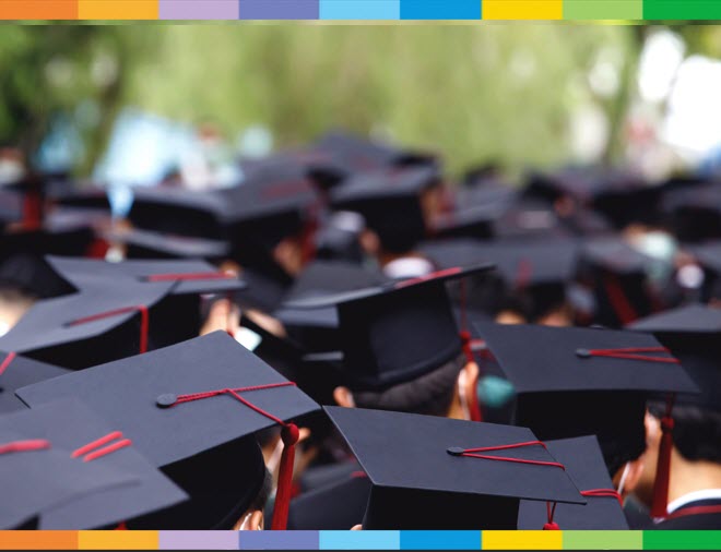 Aerial view of grad caps